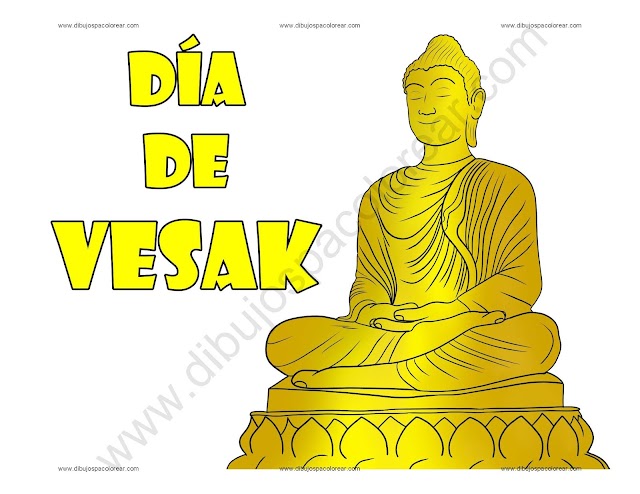 Día de Vesak dibujo a color y para colorear